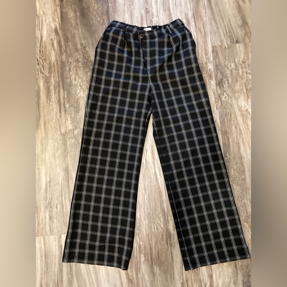 Jolt black and white plaid wide leg pants - Medium